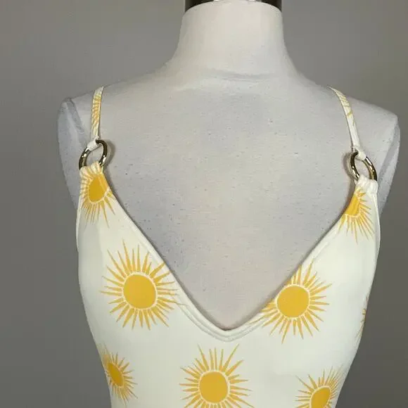Kate Spade Sunshine Print Strappy Back One Piece Bathing Suit Yellow Size Small - Picture 8 of 11